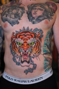tatouage néo-traditionnel tigre